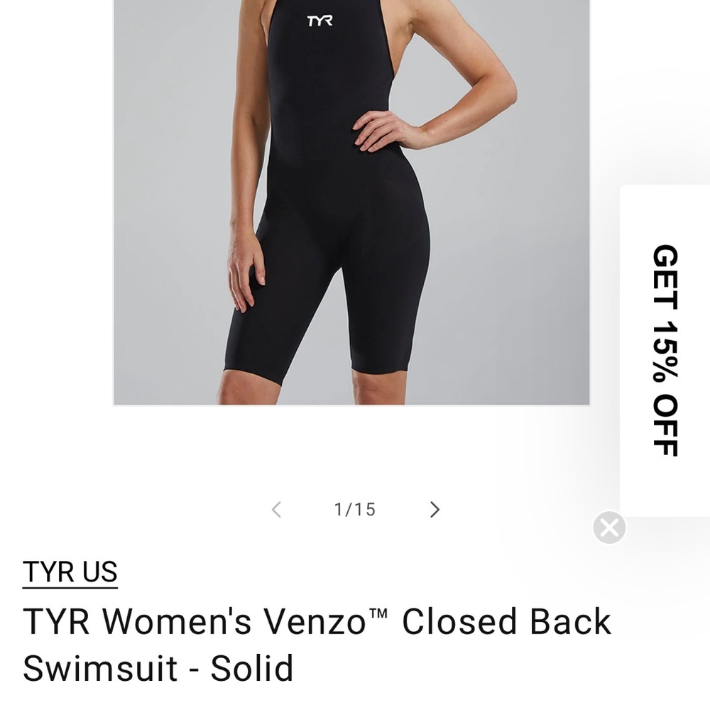 TYR Women's Solid Black One Piece Swimsuit